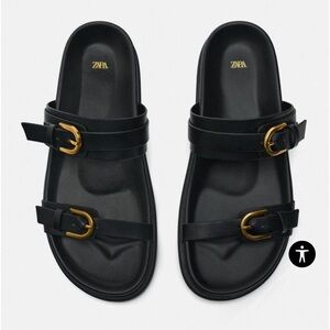 Zara Flat Buckled Sandals